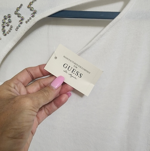 Guess Long Sleeve Peekaboo Sweater Winter White - Picture 4 of 8